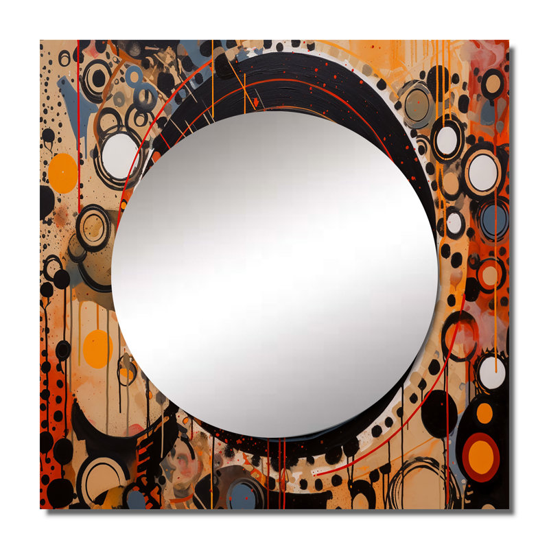 Ahleah - Art mural miroir carré abstrait pour salle de bain, 23 po x 23 po