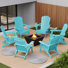 6-Piece Folding Adirondack Chair Set – All-Weather HDPE Outdoor Lounge Chairs with Cup Holders, Classic Firepit Seating for Patio, Backyard, Deck, or Garden
