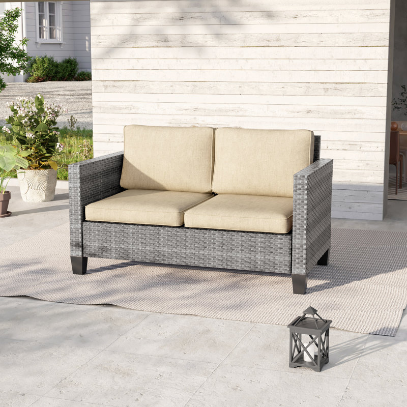 Canapé d'extérieur pour causeuse de patio, Gris, Beige