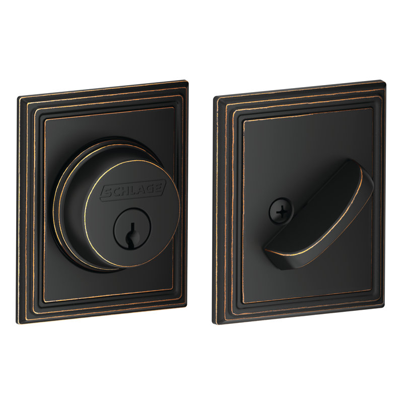 Single Cylinder Deadbolt with Addison Trim, Aged Bronze