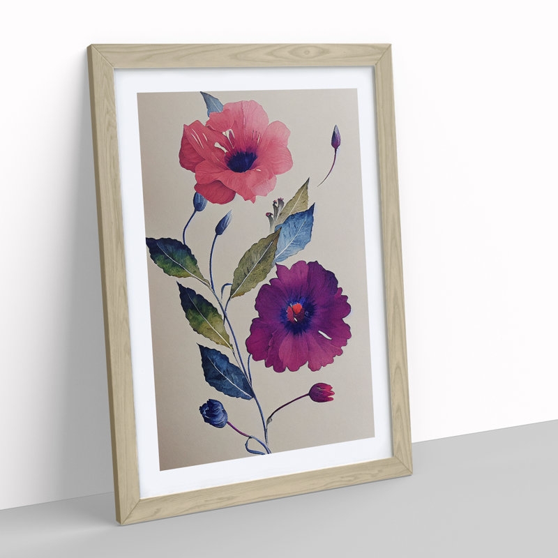 Pretty Flowers No.6 - Single Picture Frame Painting, 64cm H x 46cm W x 2cm D, Oak Framed