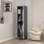 Armoire de rangement à balai pour placard de rangement mince et étroit pour balais et vadrouilles, armoire de rangement haute pour salle de lavage, bureau personnel, blanc