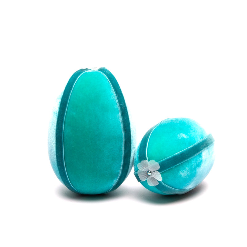 Velvet Ribbon Egg, 4" H x 2.5" W x 2.5" D, Mermaid
