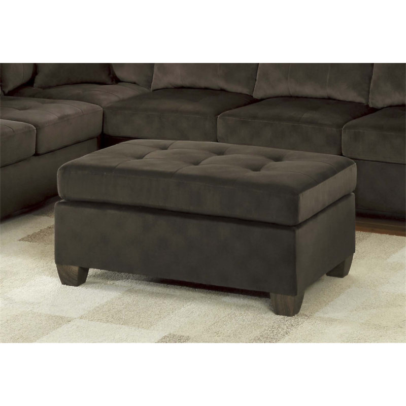 1pc Tufted Chocolate Microfiber Ottoman, Modern Living Room Furniture with Elegant Design and Comfortable Seating
