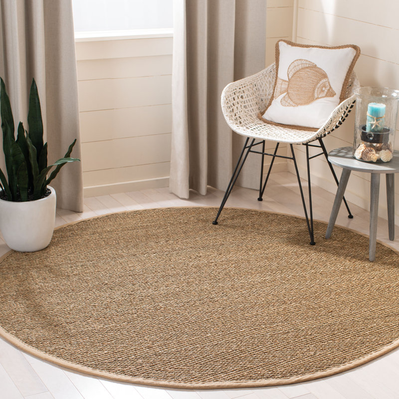 Tapis naturel / beige Carolene Seagrass, Rond 9 pi