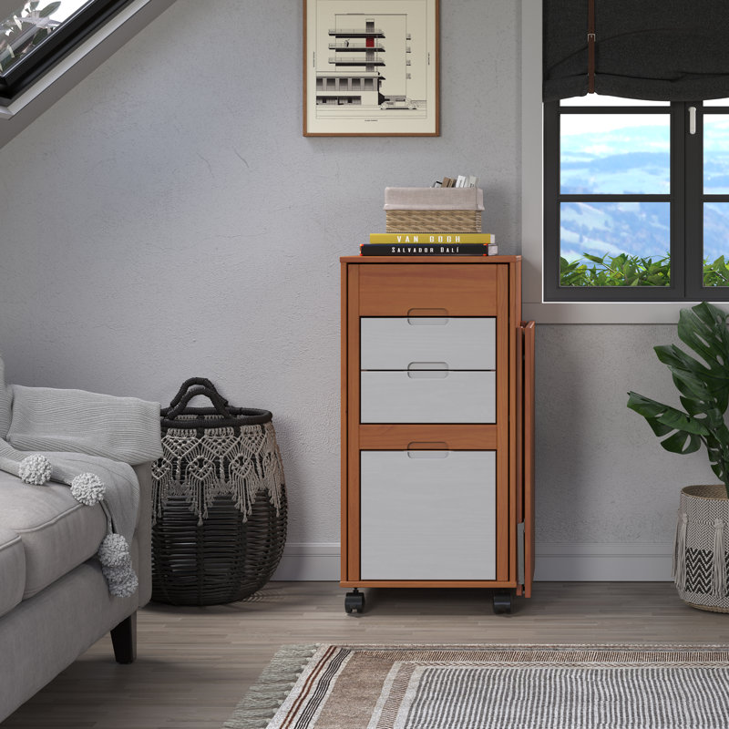 Solid Wood Writing Desk, Brown/White