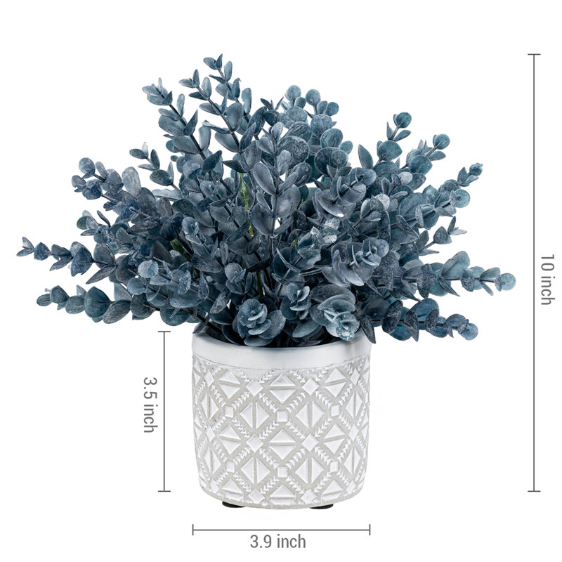 25.48cm Faux Eucalyptus Plant in Cement Pot