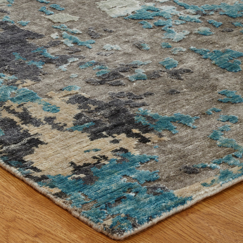 Hand Knotted Area Rug, Rectangle 6' x 9'