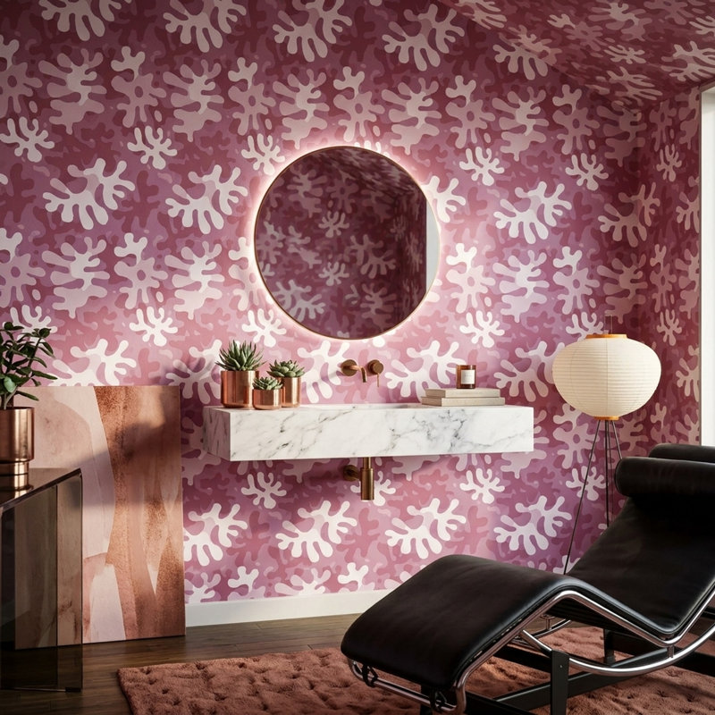 Papier peint camouflage rose, Peel and Stick