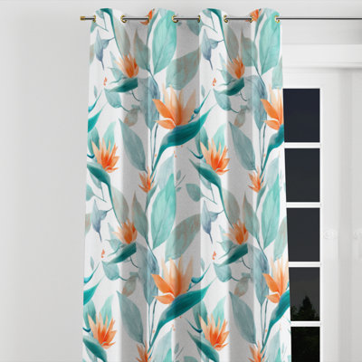 Coastal Window curtains - Floral Soft Paradise Petals Grommet Curtain - 1 Panel