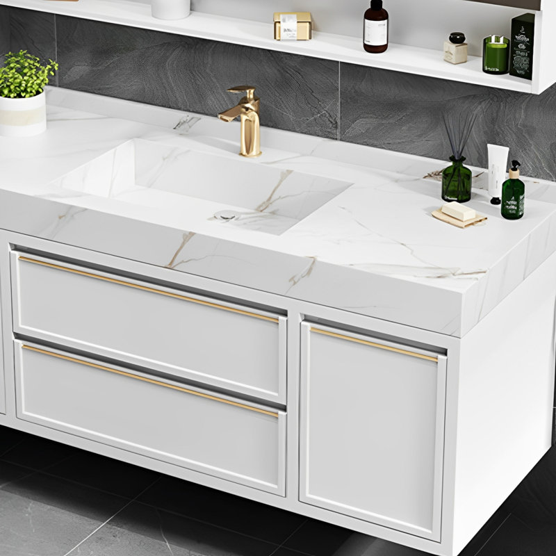 Bathroom cabinet light luxury modern style., White, 21.65" H x 51.18" W x 21.65" D