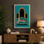 Leopard On Turquoise Bench Modern - Print-136782576-136782575