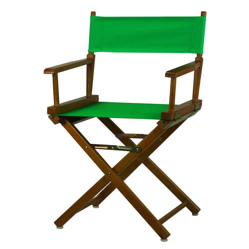 Chaise de réalisateur pliante 18 po, Vert, Chêne miel