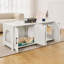 Meuble de litière pour 2 chats, 120 cm (L) x 47 cm (l) x 50 cm (H), avec double compartiment, compatible avec la plupart des bacs à litière, blanc-1108694524