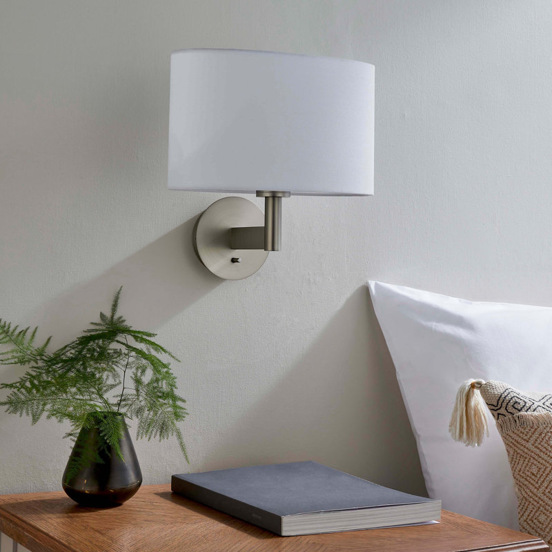 Caruthersville Armed Sconce, White, Matt Nickel