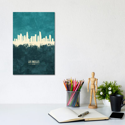 Los Angeles California Skyline by Michael Tompsett - Wrapped Canvas Painting