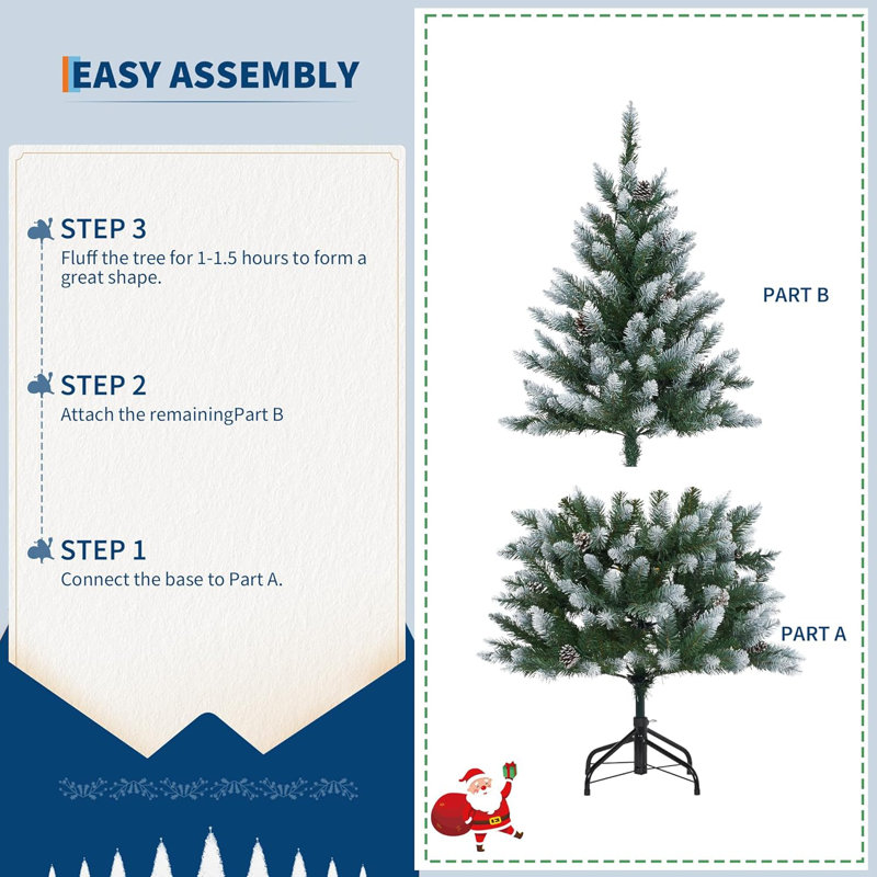 Arbre de Noël, pin artificiel pré-éclairé 6 pi avec lumières DEL, arbre de Noël à charnières avec base en métal pliable pour la maison, décoration de bureau