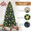 Arbre de Noël à fibre optique pré-éclairé 7 pi - Épinette verte artificielle avec 245 lumières DEL, support en forme d'étoile et support en métal