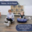 Mini poufs ronds pour enfants, siège de classe flexible, coussins de sol durables avec poignées, bleu marine et gris-98715977