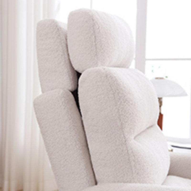 Jonilda Upholstered Accent Chair and Ottoman with  Adjustable Backrest, White Teddy