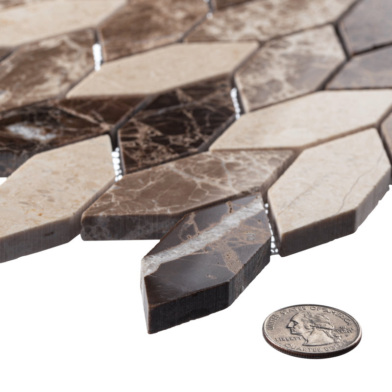 Channing 1-in. x 2.5-in. Elongated Hex Marble Look Polished Natural Stone Wall & Floor Mosaic Tile, Montage Elongated He