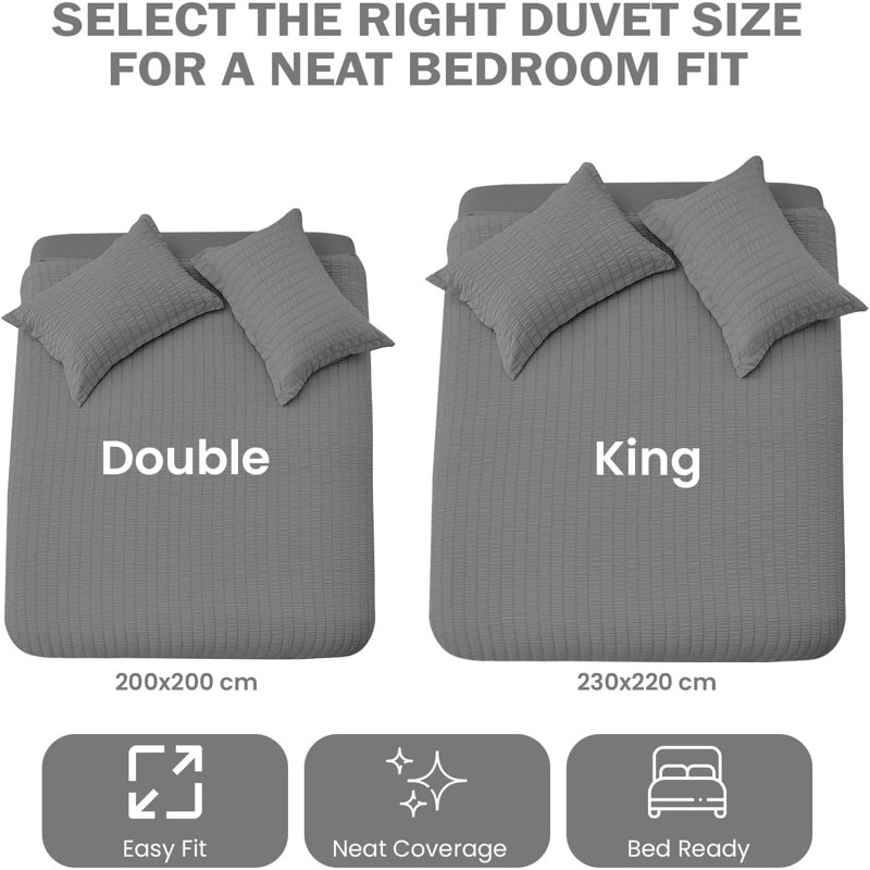 GC GAVENO CAVAILIA Duvet Cover Set, King Duvet Cover + 2 Standard Pillowcases, CHARCOAL