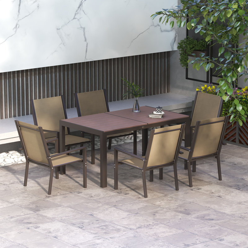 Fallston 6 - Person Patio Dining Set with Rectangular Table, Khaki