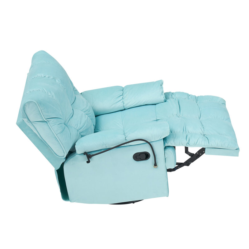 Chaise en velours cyan avec dossier réglable et siège simple moelleux, plateau avec accoudoirs, Cyan