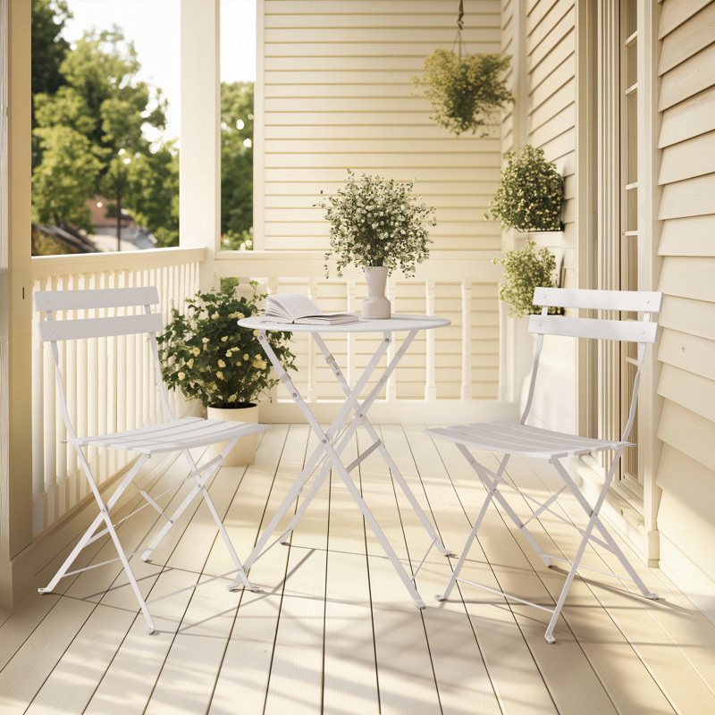 2 - Person Patio Dining Set with Round Table, White