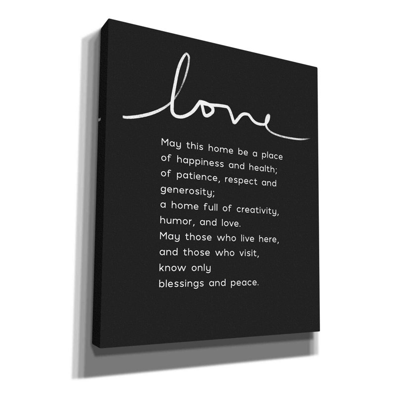 «Home Blessing BW» par Linda Woods, art mural sur toile, H 24 po x l 20 po x P 0,75 po