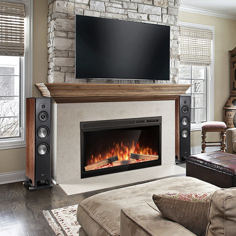 Electric Fireplace Insert With Touch Screen, 1500W Freestanding/Recessed Heater With Remote, 4 Flame Colors, 5 Speed/Brightness Levels, Timer, Overheat Protection, For Living Room, Office