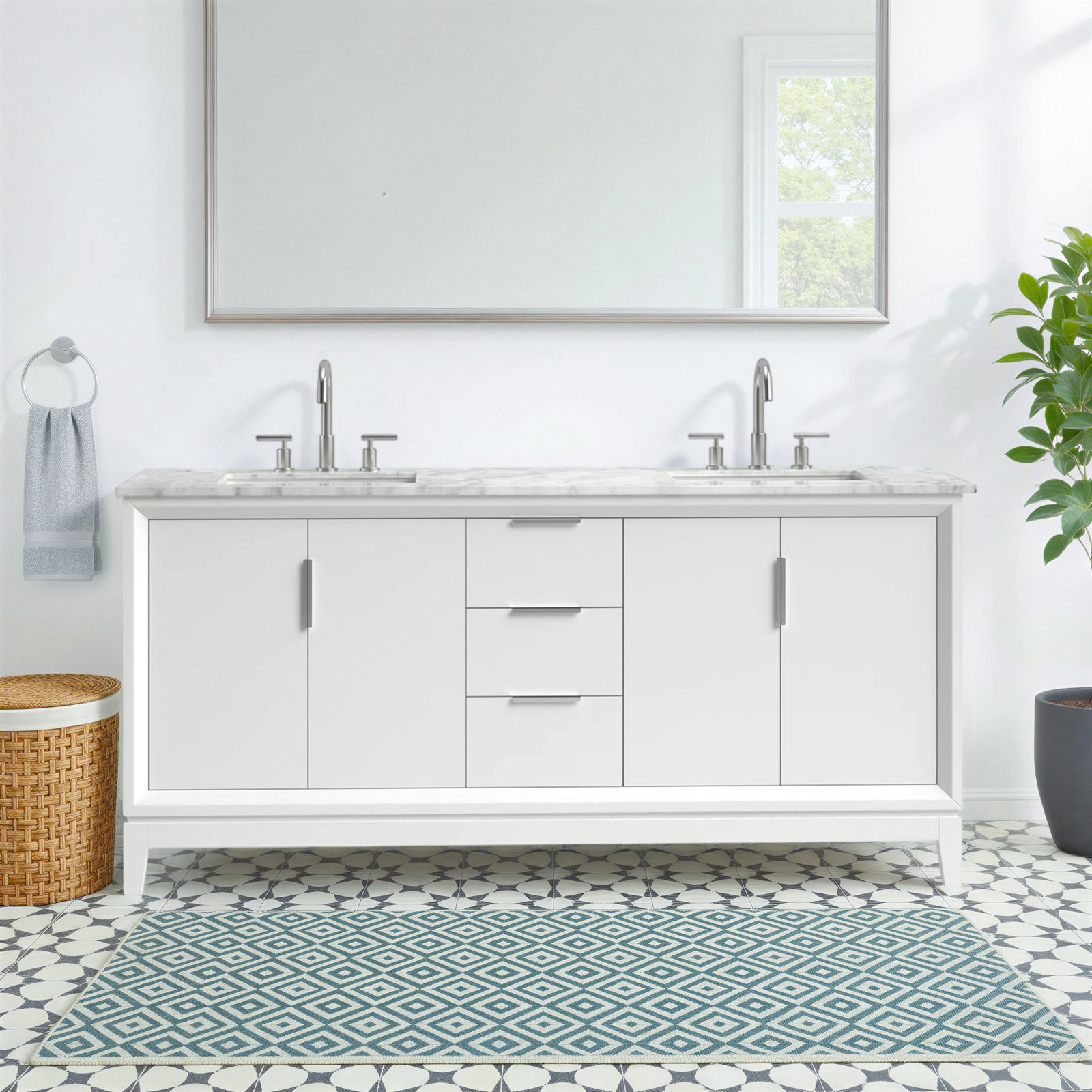 Belmar 72'' Double Bathroom Vanity, White