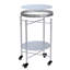 Table basse ronde à roulettes Tables d'appoint mobiles à 2 niveaux Table de chevet amovible en métal argenté pour tables de bout de salon de chambre à coucher à côté du canapé (gris argenté)