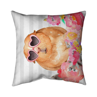 Guinea Pig with Glasses Square Throw Pillow Cover
