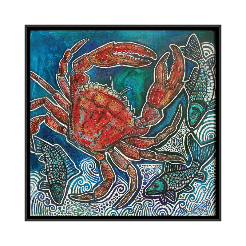 Feeling Crabby by Lynnette Shelley - Painting on Canvas, Black Floater Frame, 66.04 cm H x 66.04 cm W