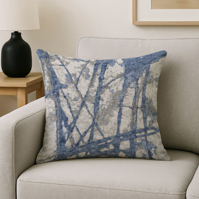 Coussin décoratif intérieur et extérieur Modern, Gris abstrait 36, Carré 16 po
