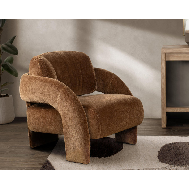 Chaise d'appoint rembourrée Salino, Polyester bronze