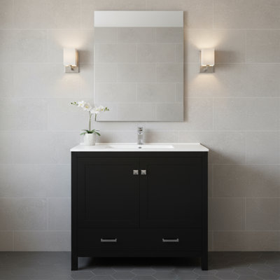 Meuble-lavabo moderne de 36 po avec lavabo en céramique et porte à fermeture douce