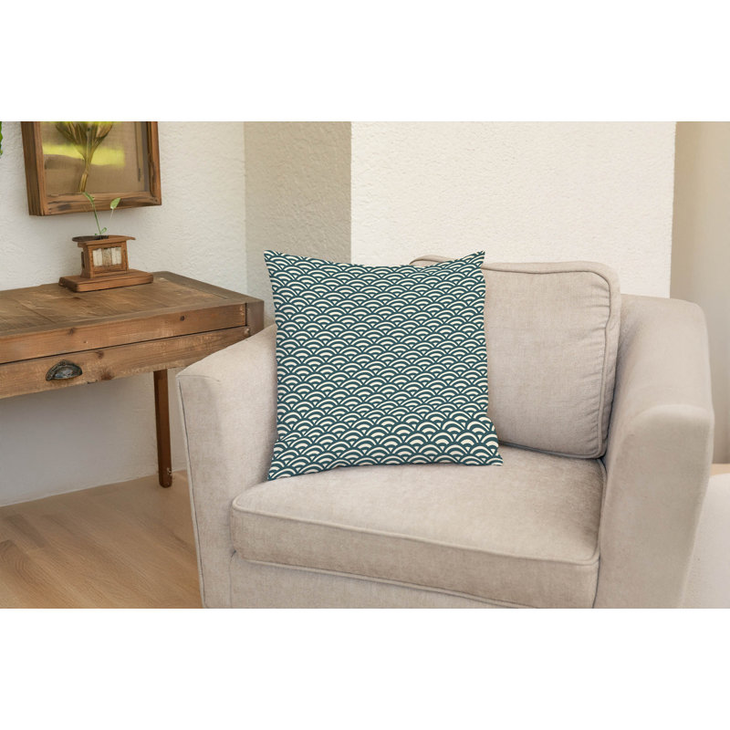 Coussin décoratif Seigaiha Wave, Dusty Aqua