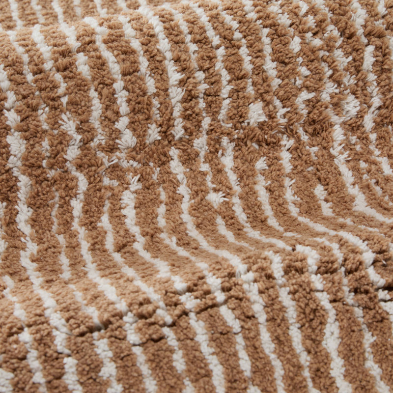 100% Cotton Pinstripe Bath Mats, Mocha, 24 in x 17 in