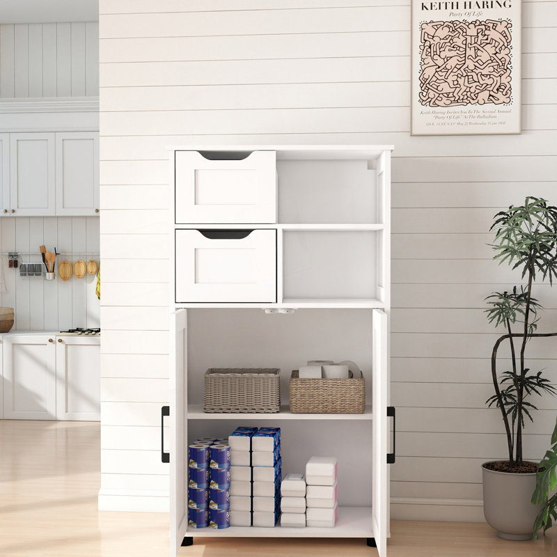 Armoire de rangement Farmhouse, armoire de rangement polyvalente à deux portes avec tablettes réglables
