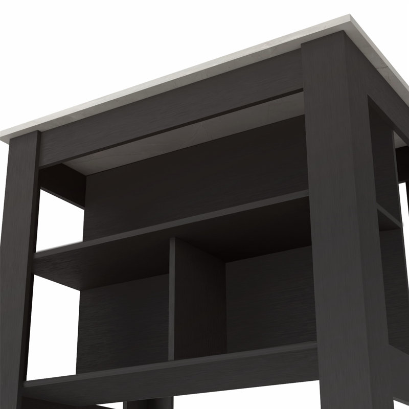 Rockaway 3-Shelf Kitchen Island, Gray/Black
