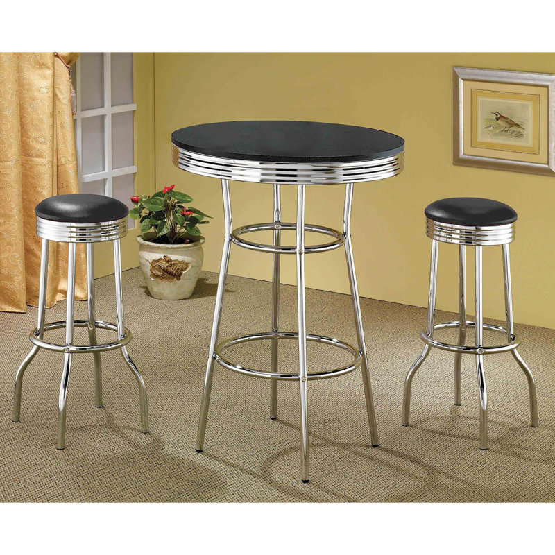 La table noire et de bar, idéale pour une table de salle à manger moderne, convient aux pièces contemporaines, Noir