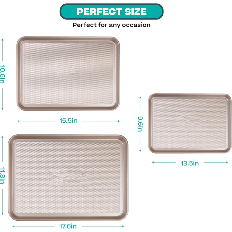 Heavy Duty Carbon Steel Baking Tray, Warp‑Resistant Thick Cookie Sheet for Oven Baking Roasting