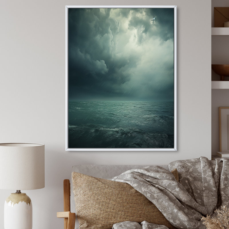 Lelja Ocean Storm Harmony II, reproduction d'art sur toile, H 32 po x l 24 po x P 1 po, Cadre flottant blanc