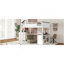 Grand lit mezzanine avec bureau, tablette ouverte et boîte de rangement, station de charge USB, blanc