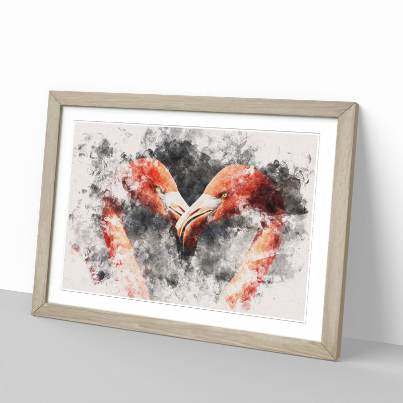 Pink Flamingo Vol.3 - Picture Frame Graphic Art, 27cm H x 36cm W x 2cm D, Oak Framed