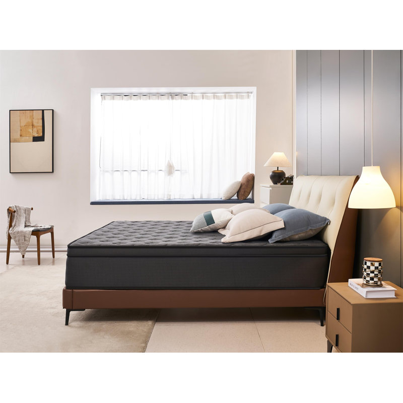 Memory Foam Mattress, 12 Inches Hybrid Mattress Individually Pocketed Coil Mattress Suitable for Home Guest Rooms and Hotels Black
