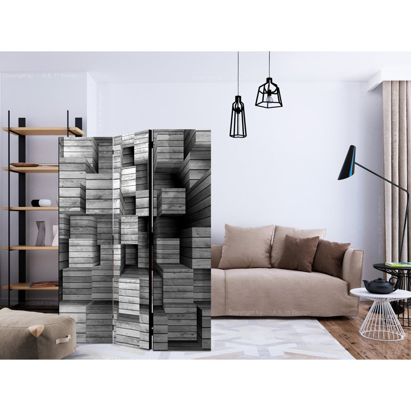 Carmiencke 172cm H Solid Wood Folding Room Divider, 3