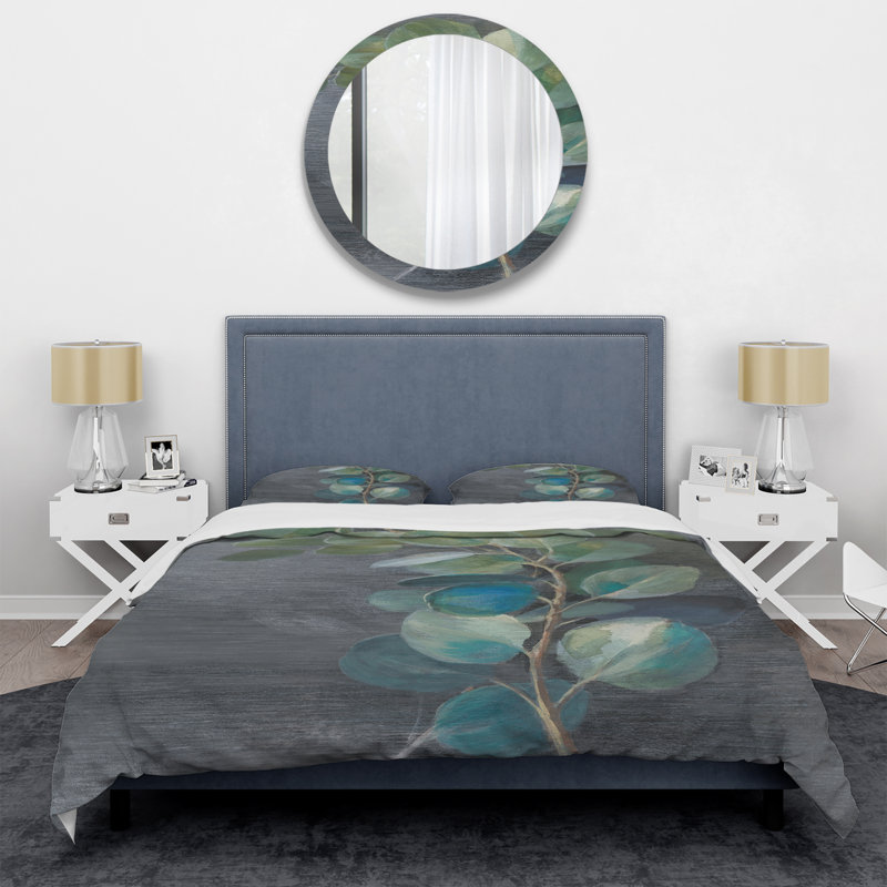 Ensemble de housse de couette Traditional Fresh Leaves II - Microfibre de polyester, Housse simple + 1 taie décorative